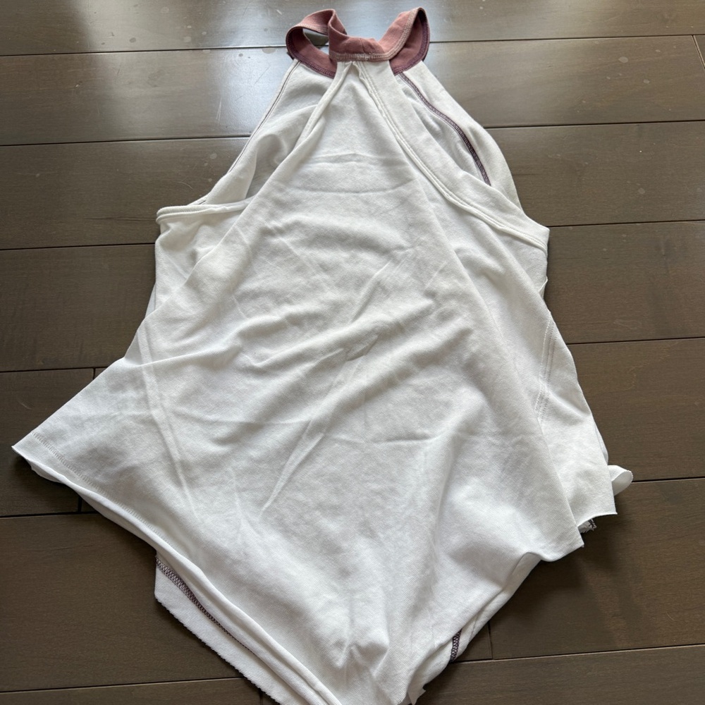 We The Free White and Mauve Halter Top